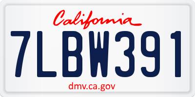 CA license plate 7LBW391