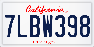 CA license plate 7LBW398