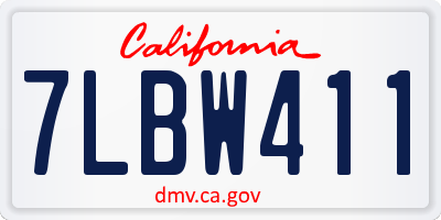 CA license plate 7LBW411
