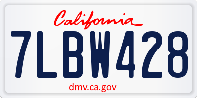 CA license plate 7LBW428