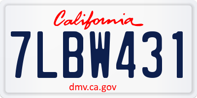 CA license plate 7LBW431