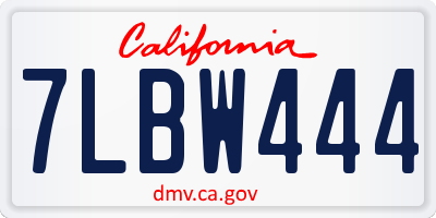 CA license plate 7LBW444