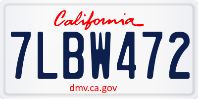 CA license plate 7LBW472