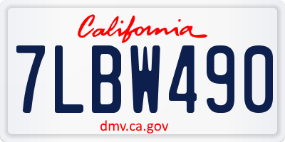 CA license plate 7LBW490