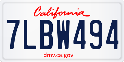 CA license plate 7LBW494