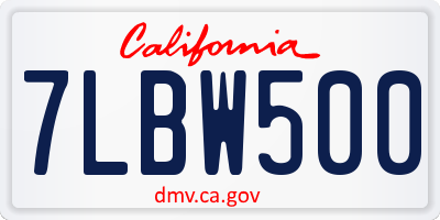 CA license plate 7LBW500