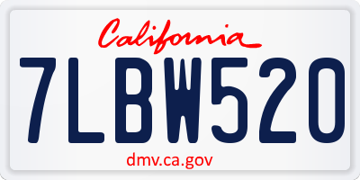CA license plate 7LBW520