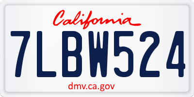 CA license plate 7LBW524