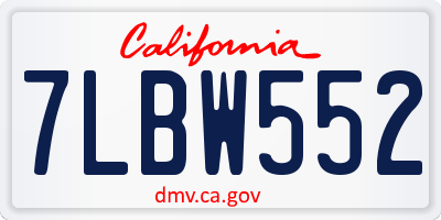 CA license plate 7LBW552