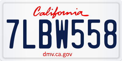 CA license plate 7LBW558