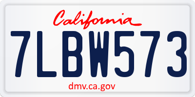 CA license plate 7LBW573