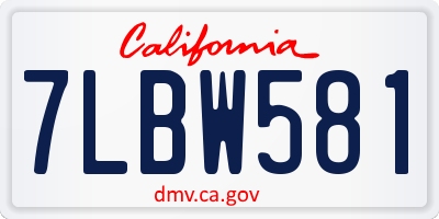 CA license plate 7LBW581