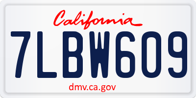 CA license plate 7LBW609