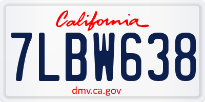 CA license plate 7LBW638