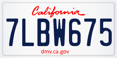CA license plate 7LBW675