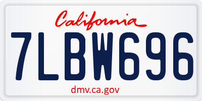 CA license plate 7LBW696