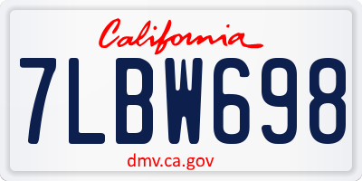 CA license plate 7LBW698