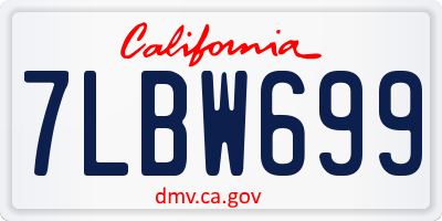CA license plate 7LBW699