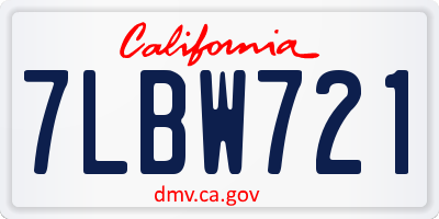 CA license plate 7LBW721