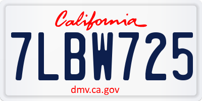 CA license plate 7LBW725