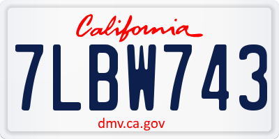 CA license plate 7LBW743