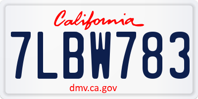 CA license plate 7LBW783