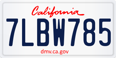 CA license plate 7LBW785