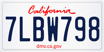 CA license plate 7LBW798