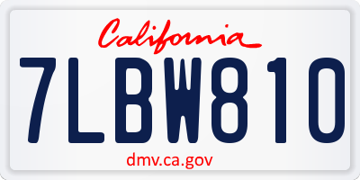 CA license plate 7LBW810