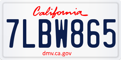 CA license plate 7LBW865