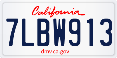CA license plate 7LBW913