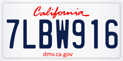 CA license plate 7LBW916