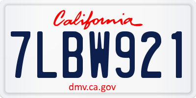 CA license plate 7LBW921