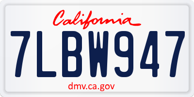 CA license plate 7LBW947