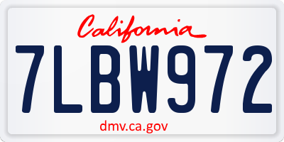CA license plate 7LBW972