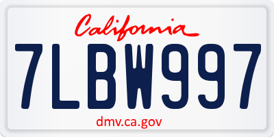 CA license plate 7LBW997