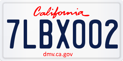 CA license plate 7LBX002
