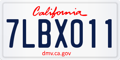 CA license plate 7LBX011
