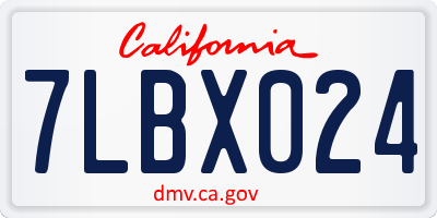 CA license plate 7LBX024