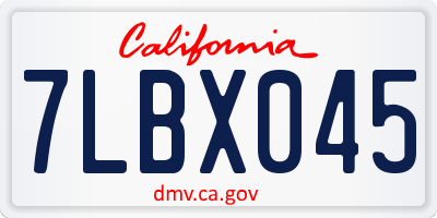 CA license plate 7LBX045