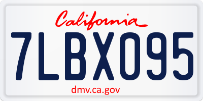 CA license plate 7LBX095