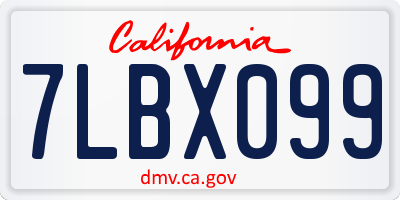 CA license plate 7LBX099