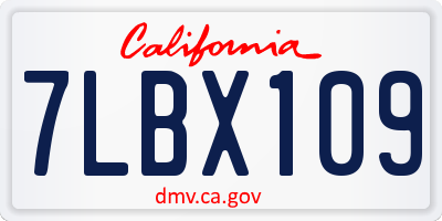 CA license plate 7LBX109