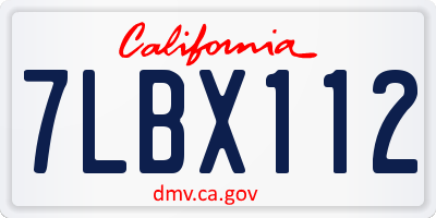CA license plate 7LBX112