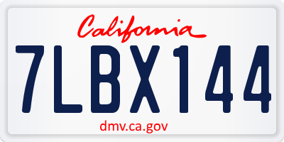 CA license plate 7LBX144