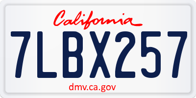 CA license plate 7LBX257