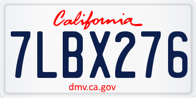 CA license plate 7LBX276