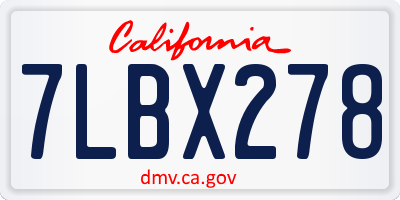 CA license plate 7LBX278