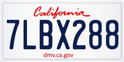 CA license plate 7LBX288