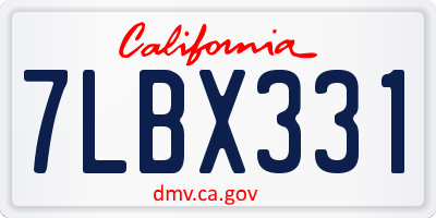 CA license plate 7LBX331